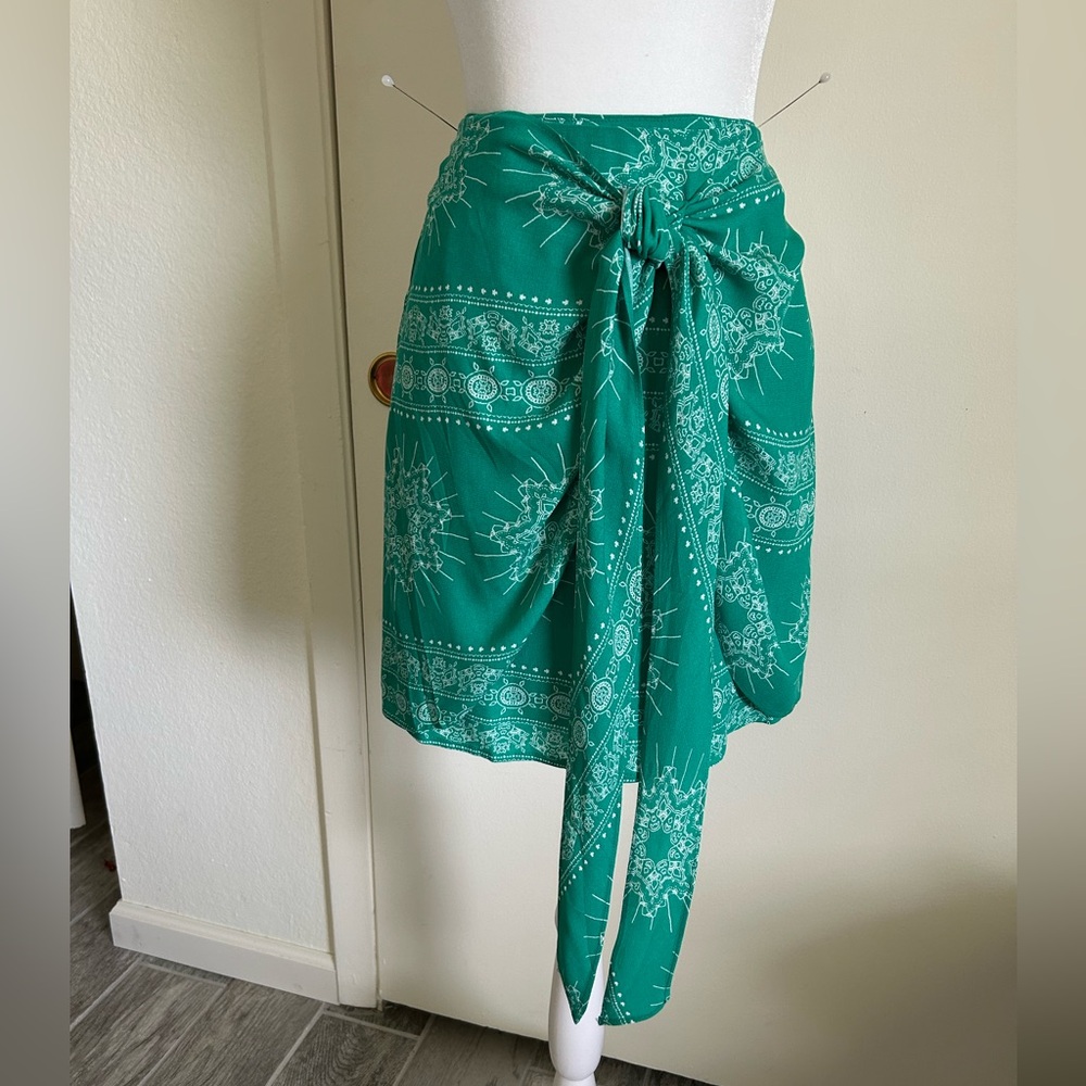 Vici Emerald Green Sarong Look Skirt